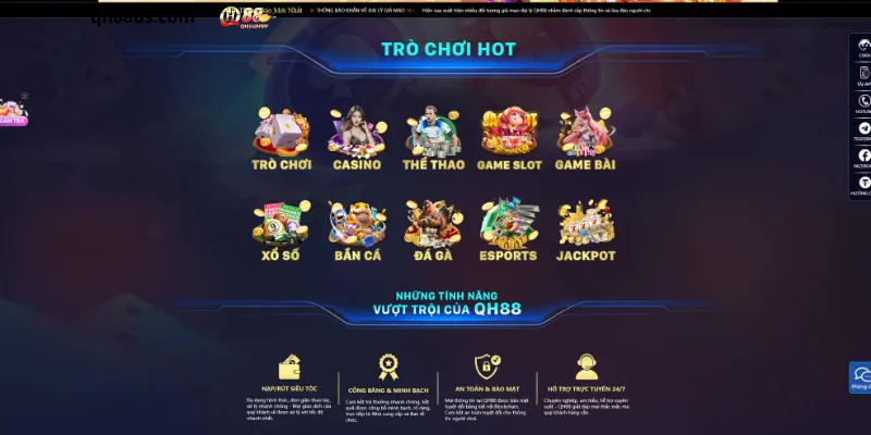 Khám phá kho game cá cược đẳng cấp tại nhà cái QH88